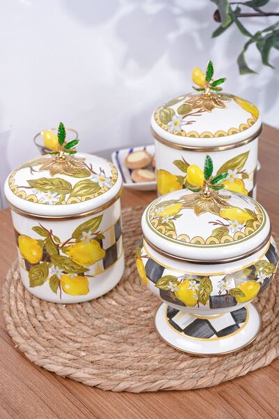 Miss Betty Enameled 3-Piece Jar Set Linda
