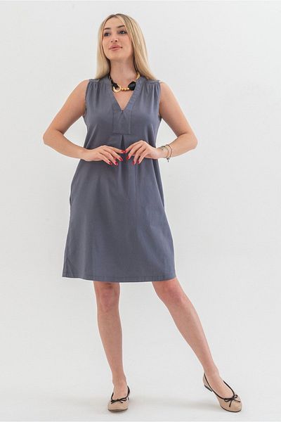 Bold & Young Πλυμένο βαμβακερό φόρεμα Lycra με τσέπες