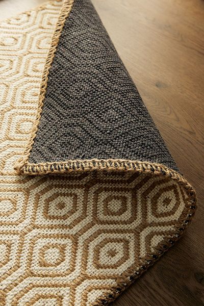 Ocean Home Textile سجادة من الجوت منقوشة بلون إكرو مقاس 50 × 70