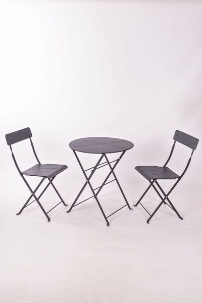 Gazelle 3'lü Metal Masa-sandalye Seti - Antrasit Gri Ral7016