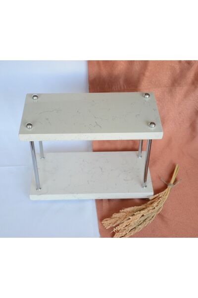 bemdesign منضدة رخامية كوارتز من طبقتين - رف توابل - حمام - منظم مطبخ فضي