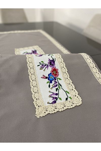 Parla Life Cross Stitch Processing Linen Runner 40x140 cm