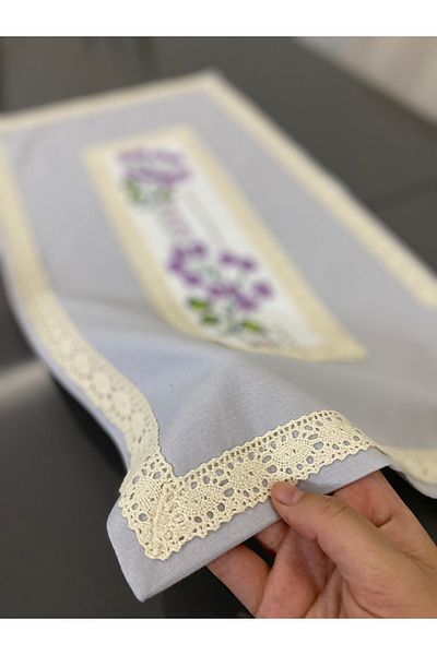 Parla Life Runner brodat cu punct în cruce gri 40x70 cm (dimensiune personalizată)