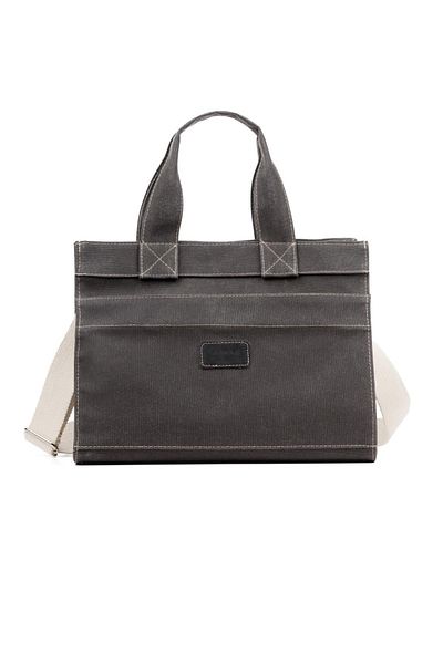 BAHELS Waxed Canvas Shoulder Bag with Strap - Washing Effect