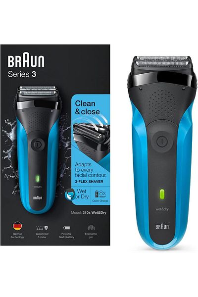 Braun Shaver Series 3, 3 Pressure Sensitive, SensoFoil, Skin Sensitivity, Super Thin Head -Blue 310s