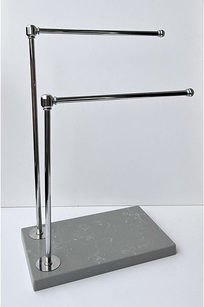 bemdesign Marble Decorative Towel Holder Bathroom Organizer Gray Marble - Silver