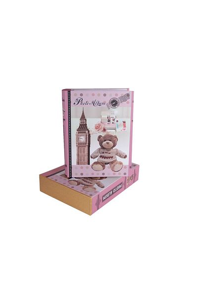 Nobbystar Pink Photo Album with 200 Bear Figures - 10x15 Box
