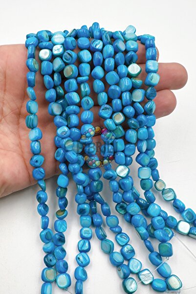 Ebruli Boncuk Doğal Basık Renkli Sedef Boncuk Takı Yapımı Aksesuar Bead (1 Dizi)