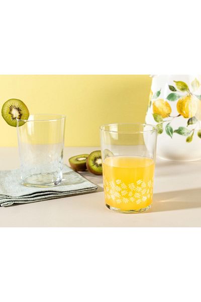 Madame Coco Pierretta-white Leaves 4-Piece Soft Drink Glass Set 510 ml