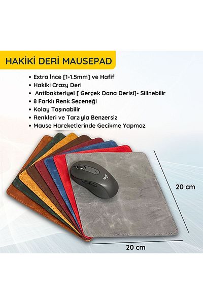 ipekbazaar لوحة ماوس من الجلد الطبيعي المجنون مقاس 20*20 سم - 1 لوحة ألعاب من الجلد الحقيقي