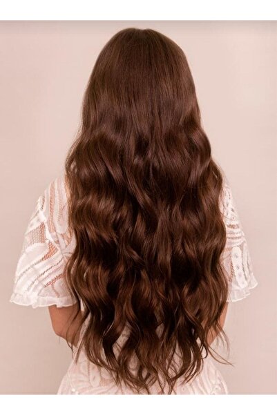 AKOLİFE Çikolata Kahve Yarım Ay + 2 Yan Çıt Çıt Postiş - Isıya Dayanıklı Saç