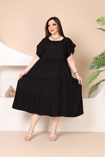 mervemoda Γυναικείο αμάνικο καλοκαιρινό φόρεμα μεγάλου μεγέθους