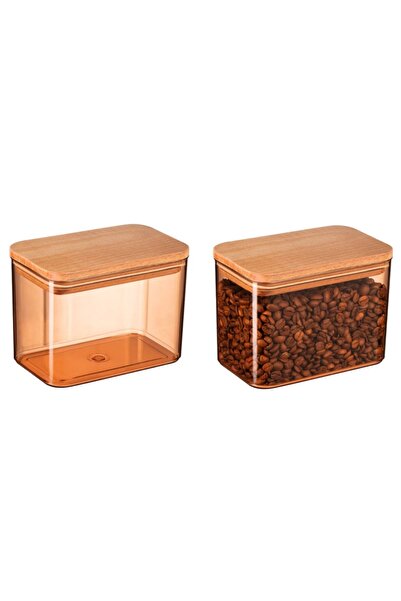 Madame Coco Diviera 1000ml Ahşap Kapaklı Saklama Kabı 2'li