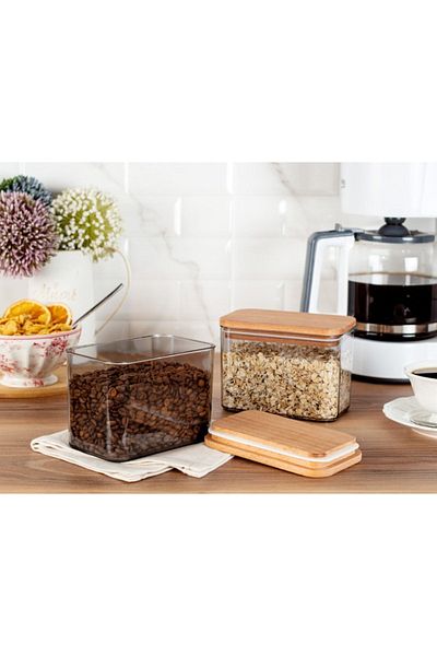 Madame Coco Diviera 1000ml 2-Piece Storage Set with Wooden Lid