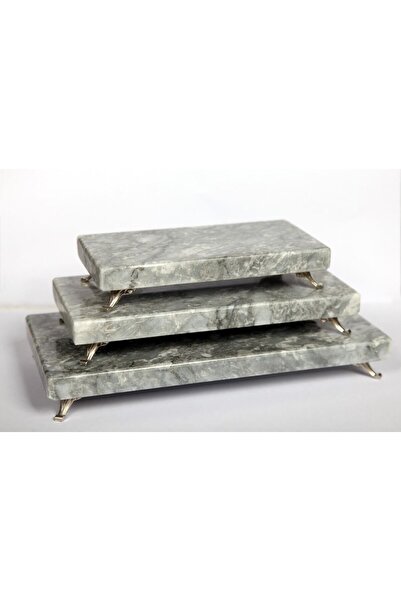 bemdesign Marble Presentation Set of 3 with Silver Legs (başakmarble)