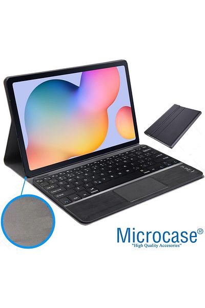 Microcase Samsung Tab S6 Lite 2024 SM-P620 - لوحة لمس بلوتوث ولوحة مفاتيح وماوس بلوتوث + حافظة مع حامل - BKK7