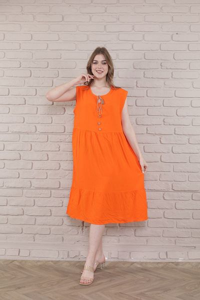 mervemoda Short Sleeve Viscose Women's Dress - Front Ornamental Button
