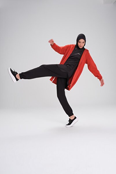 Haşema Червона м'яка реглан-светр - з капюшоном і блискавкою, для щоденного носіння ACT-12