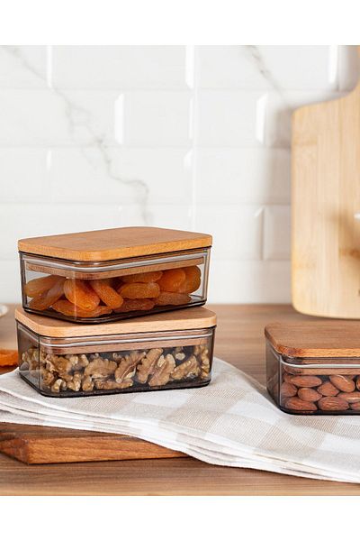 Madame Coco Diviera 500ml 3-Piece Storage Set with Wooden Lid