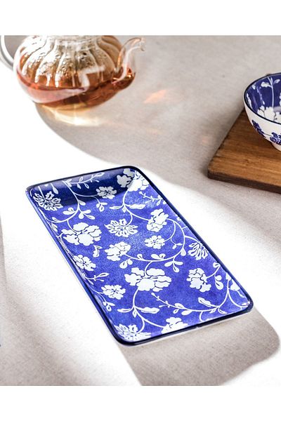 Madame Coco Rêve Bleu Rennes New Bone China Rechteckiger Teller
