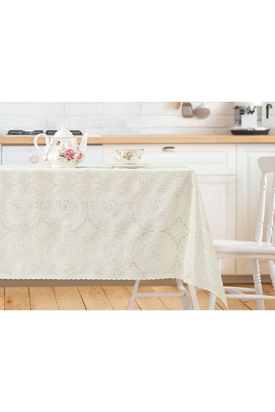 Madame Coco Roni Pvc Table Cloth - Ecru - Beige