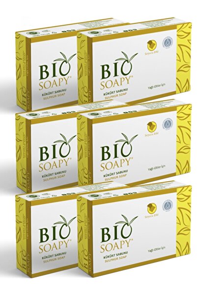 Biosoapy صابون الكبريت الطبيعي للبشرة الدهنية 100 جرام × 6 قطع تأثير مقشر لمن...