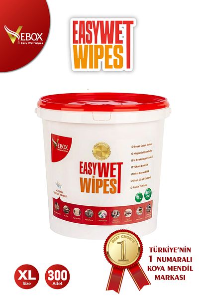 VEBOX Easy Wet Wipes Wet Bucket Wipes White Soap Scented Gold 300 Pieces
