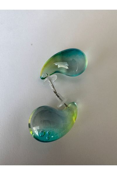 Amor Center Transparent Colored Water Drop Stylish Earrings