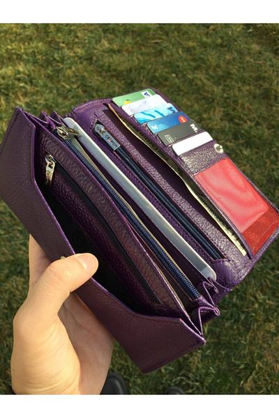 DERKON Purple Genuine Leather Women's Wallet - Std Useful Classic