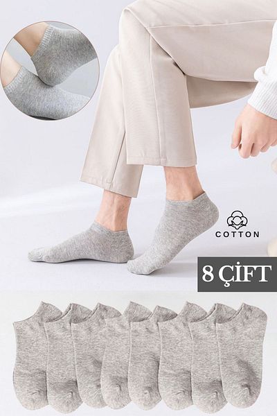 KRAL SOCKS Σετ 8 - 8 ζευγάρια βαμβακερές αόρατες καλοκαιρινές κάλτσες για γυναίκες και άνδρες