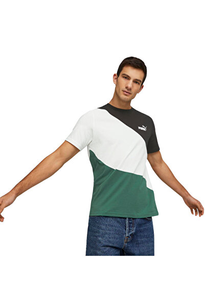 Puma Tricou verde pentru bărbați Power Cat în stil casual 67338037