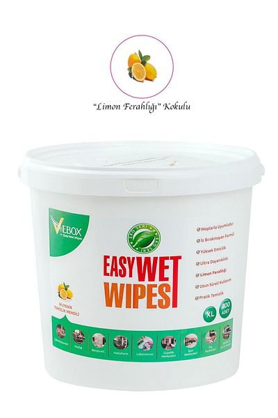 VEBOX Easy Wet Wipes Bucket Wet Wipes Lemon Freshness Eco 300 Pieces