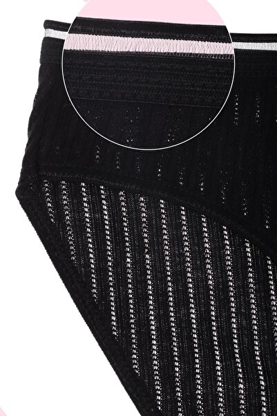 Humaone Pack of 4 Black Blue Bikini Cut Chain Stitching 100% Cotton Panties