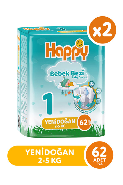 Happy Bebek Bezi Yenidoğan 1 No 62 Li X 2 Adet