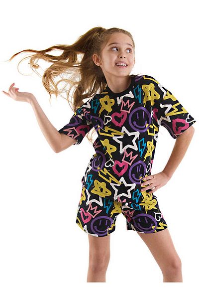 Denokids Street Style Girl's T-shirt Shorts Set