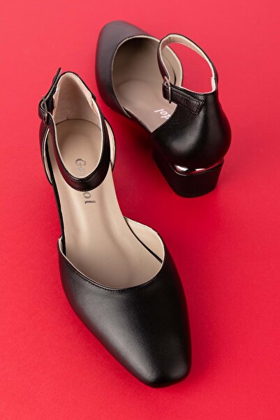 Gondol Hakiki Deri Kısa Topuklu Ayakkabı vdt.010 Siyah