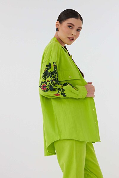 Orfeo Negro Shirt Jacket with Embroidered Sleeves