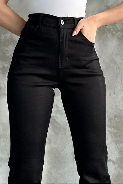 macharel jeans Flared Leg Lycra Women's Black Trousers