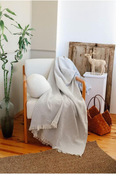 Senpai Pamuklu Koltuk Örtüsü 170x210 cm Tekli&Üçlü Koltuk,Çekyat ve Berjer İçin Modern Çizgili Yıkanabilir