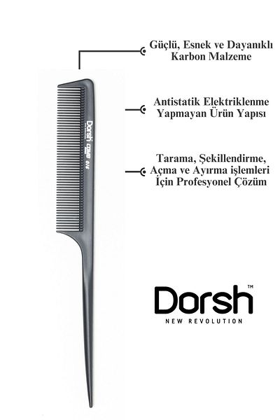 Dorsh Antistatic Carbon Crepe Comb - 016