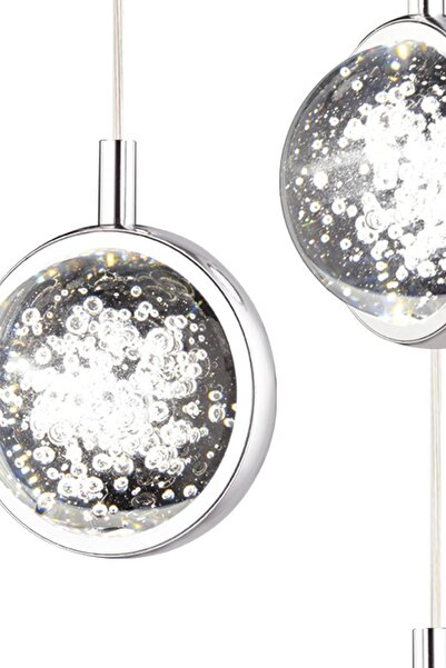Apliqa Eldon 5'li Sıralı 3 Renkli 75 Watt Krom Kristal Ledli Modern Oturma Odası Salon Sarkıt Avize