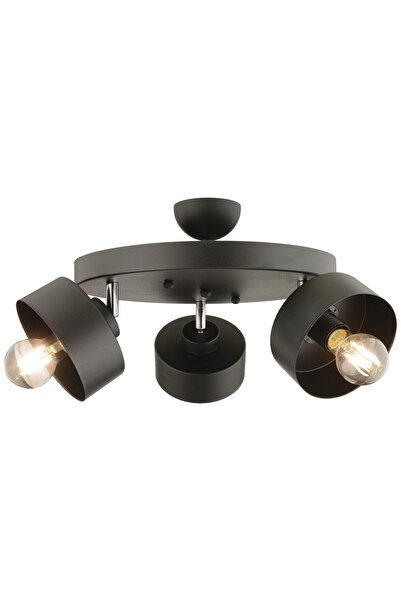 Apliqa Meriç 3'lü Siyah Plafonyer Modern Retro Genç Odası Mutfak Salon Avize
