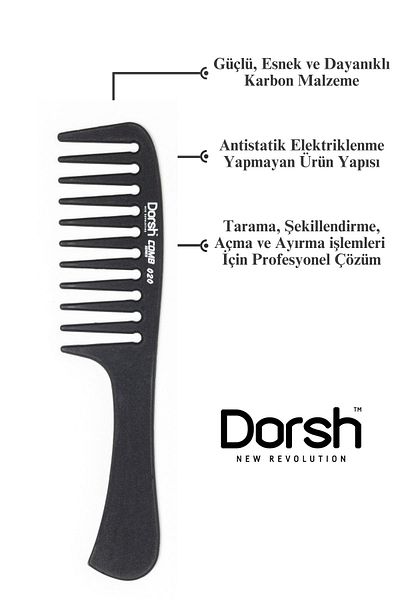Dorsh Antistatic Carbon Wide Comb - 020