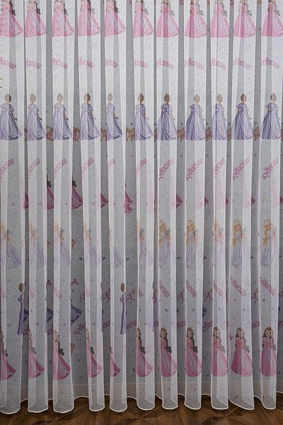 Brillant Princess Patterned Model Colorful Girl's Room Sparse Pleated Does Not Want Ironing Tulle Curtain