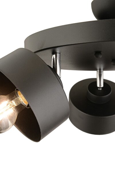 Apliqa Meriç 3'lü Siyah Plafonyer Modern Retro Genç Odası Mutfak Salon Avize