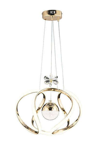 Apliqa Laurel Gold 3 Renkli 75 Watt Kristal Ledli Modern Oturma Odası Salon Sarkıt Avize