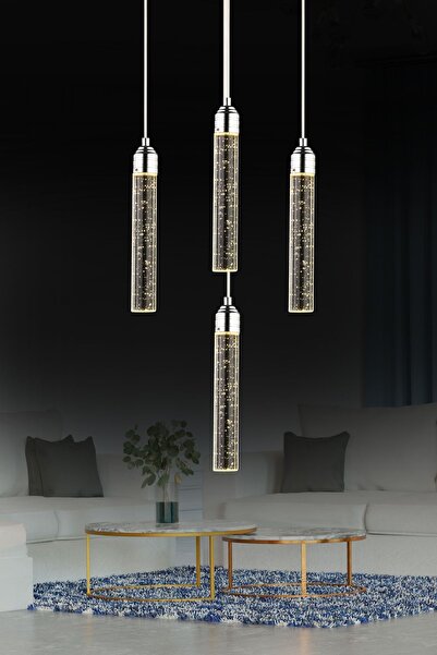 Apliqa Zaki 4 lü Krom Kaplama 3 Renkli 58 Watt Ledli Modern Tasarım Oturma Odası,Genç Odası,Yatak Odası,Sal