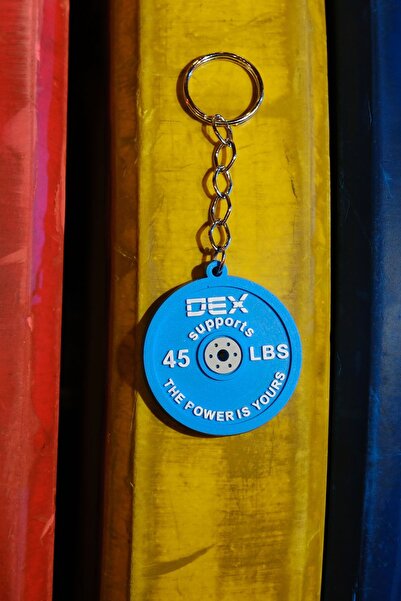 Dex Supports Lasting Energy Fitness Weight Plate Miniature Keychain, Gift Keychain, Silicone Model