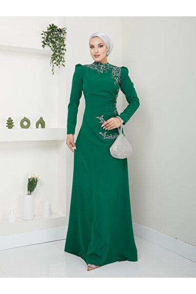 İvamoda Βραδινό φόρεμα θαλάσσιο Hijab DNZ001