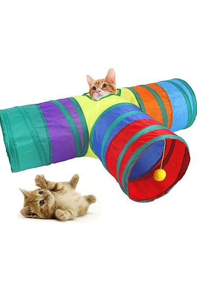 Nursoft Cat Play Tunnel Folding Rainbow Long Straight Cat Dog Play Tunnel Pet Play Tunnel